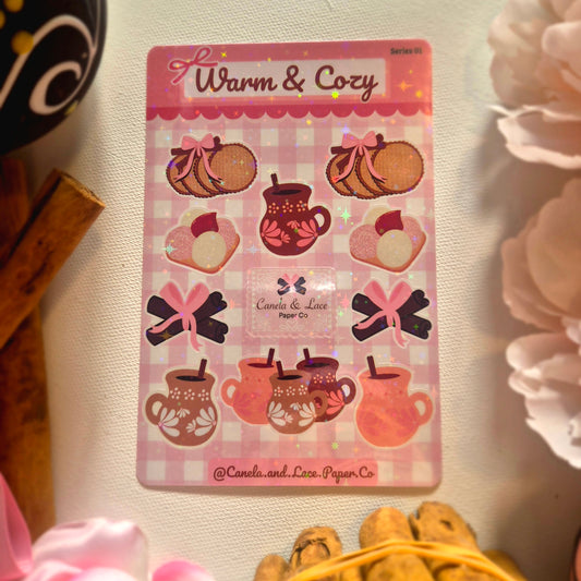 Warm & Cozy Holographic Vinyl Sticker Sheet