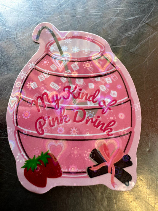 Pink Drink Agua Fresca Holographic Vinyl Die-Cut Sticker